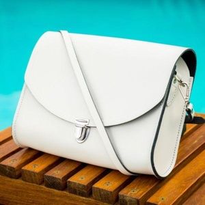 Cambridge Satchel White Leather Pushlock Handbag